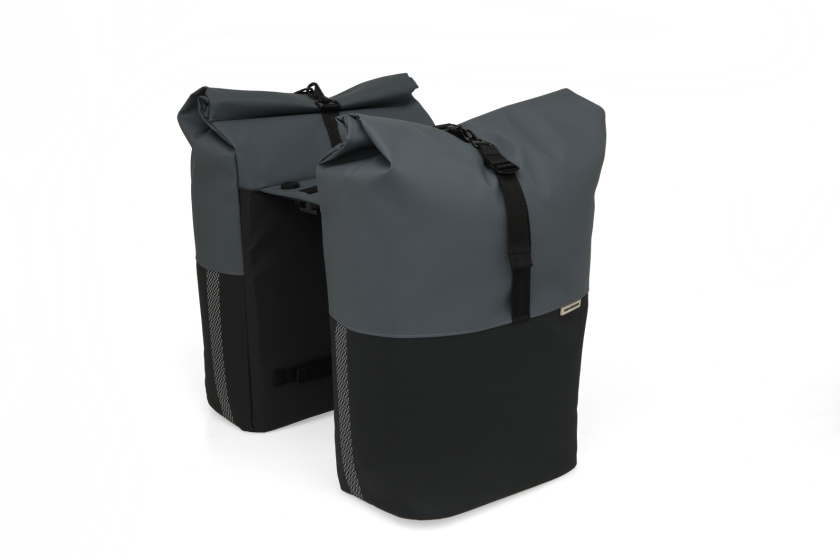 New Looxs | Nyborg MIK Dubbele Fietstas 34 Liter Donkergrijs/Zwart