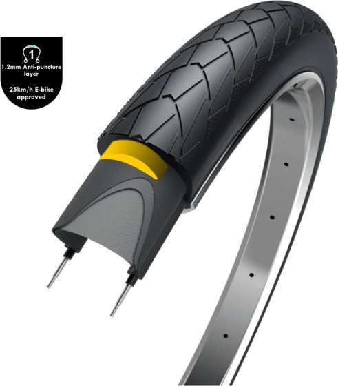 WOLFF | Mambo (1.2mm anti-lek laag), zwart met reflectie, 28x2.00, ETRTO 50-622,