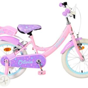Volare | Meisjes Kinderfiets Olivia, 16 inch, Roze, Twee Handremmen