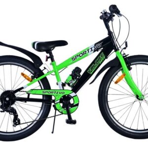 Volare | Jongens Kinderfiets Sportivo, 24 inch, 7 Speed, Zwart Groen