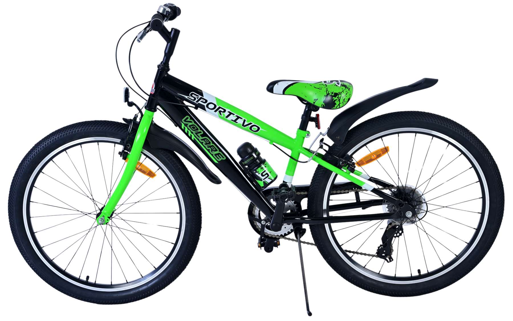 Volare | Jongens Kinderfiets Sportivo, 24 inch, 7 Speed, Zwart Groen - Afbeelding 8