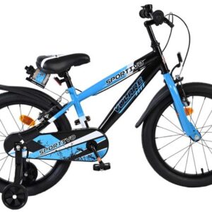 Volare | Jongens Kinderfiets Sportivo, 18 inch, Blauw Zwart, Twee Handremmen
