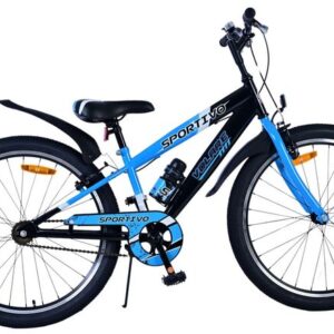 Volare | Jongens Kinderfiets Sportivo, 24 inch, Zwart Blauw, Twee Handremmen