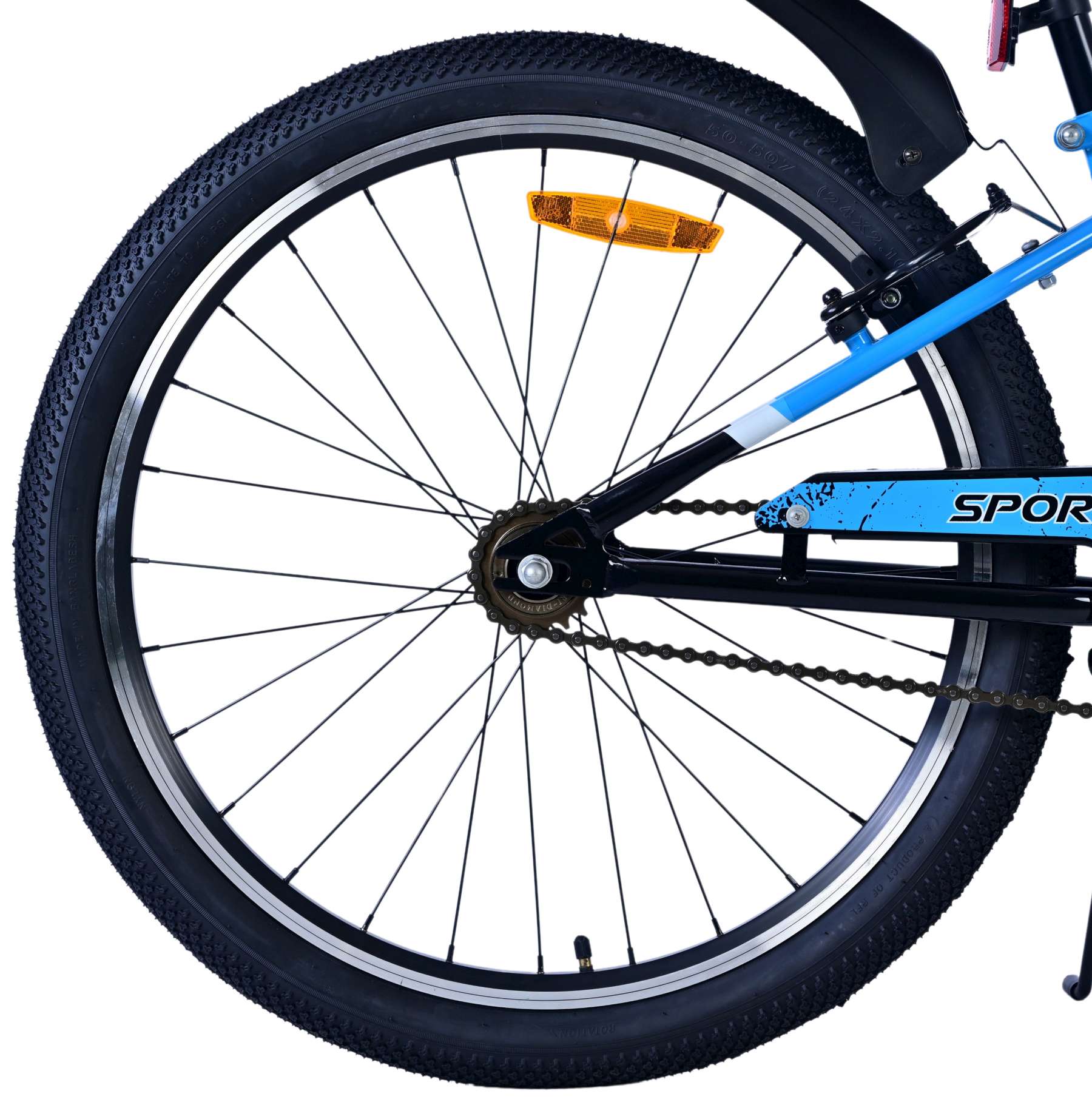 Volare | Jongens Kinderfiets Sportivo, 24 inch, Zwart Blauw, Twee Handremmen - Afbeelding 2