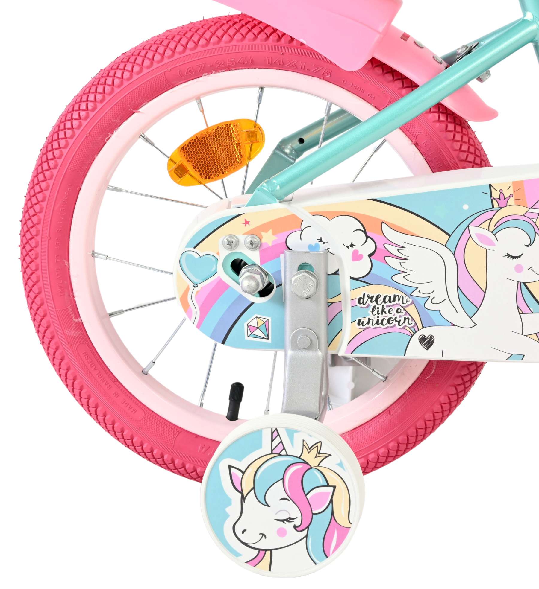 Volare | Meisjes Kinderfiets Unicorn, 14 inch, Groen - Afbeelding 2