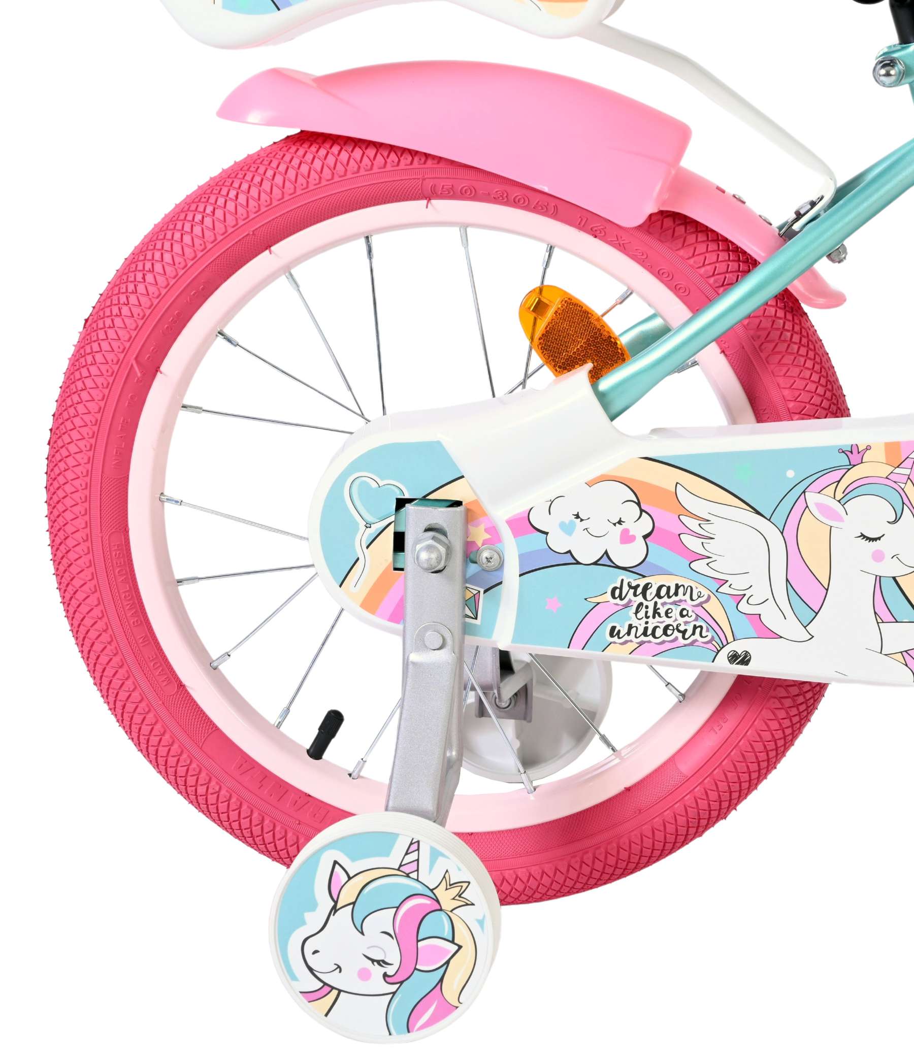 Volare | Meisjes Kinderfiets Unicorn, 16 inch, Groen - Afbeelding 2