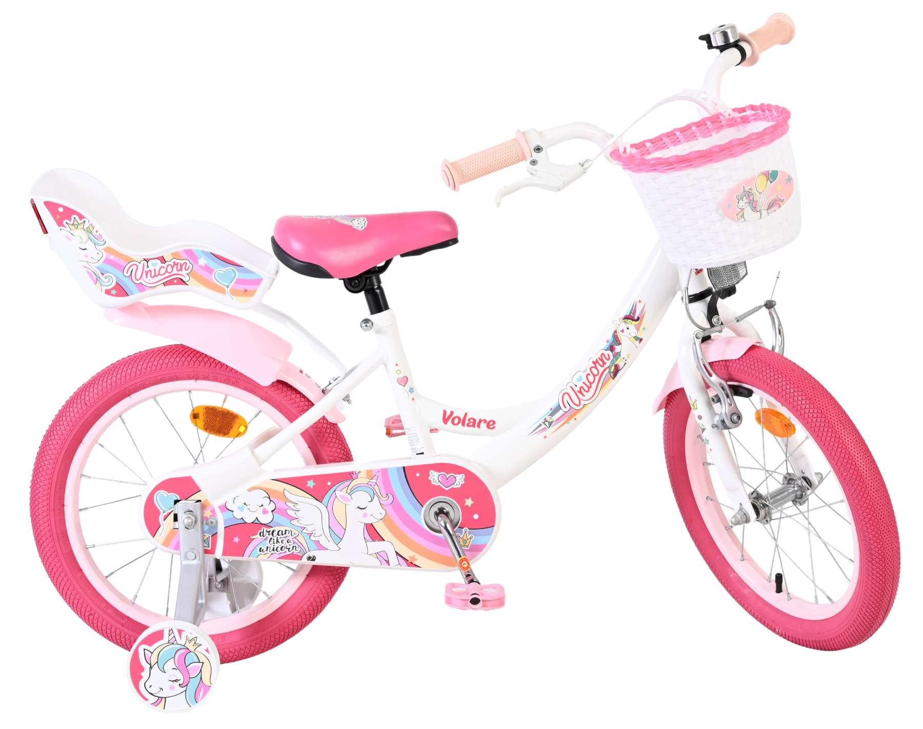 Volare | Meisjes Kinderfiets Unicorn, 16 inch, Wit - Afbeelding 10