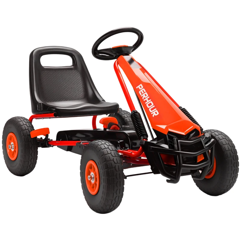 AIYAPLAY | Go Kart, Trap Skelter, in hoogte verstelbare zitting, EVA-wielen, rem, koppeling, 3-8 jaar, Rood - Afbeelding 9